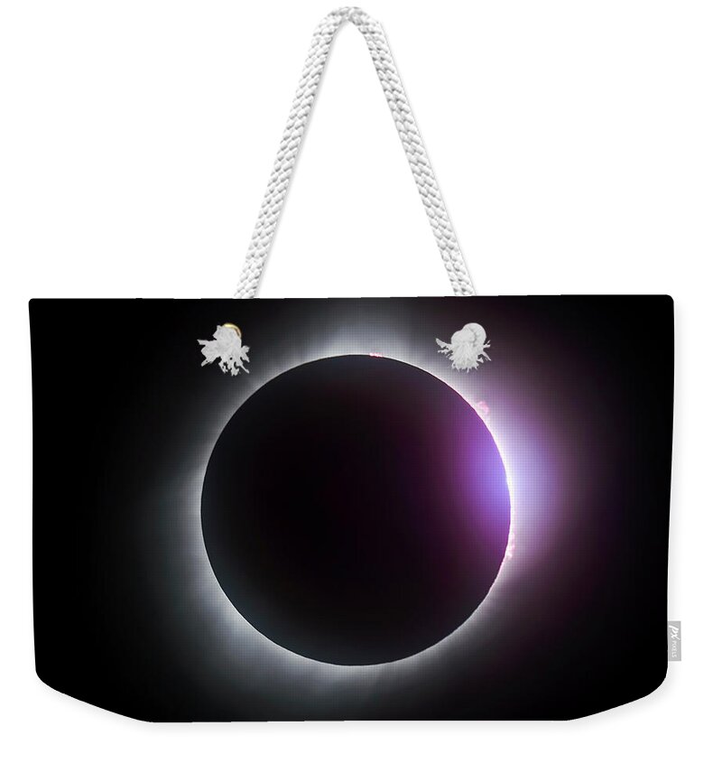 Solar Eclipse Weekender Tote Bag featuring the photograph Just after totality - Solar Eclipse August 21, 2017 by Art Whitton