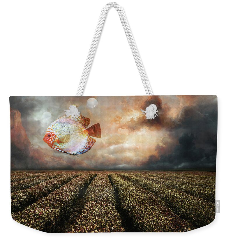Surrealism Weekender Tote Bag featuring the mixed media Just an ordinary day by Jacky Gerritsen