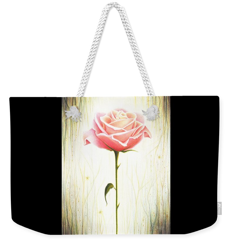 Rose Weekender Tote Bag featuring the drawing Just Another Common Beauty by Danielle R T Haney
