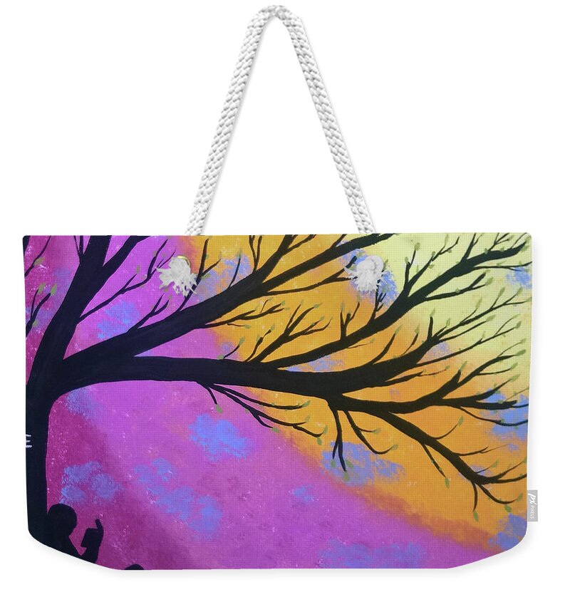 Yellow Weekender Tote Bag featuring the painting Just BE by Eseret Art