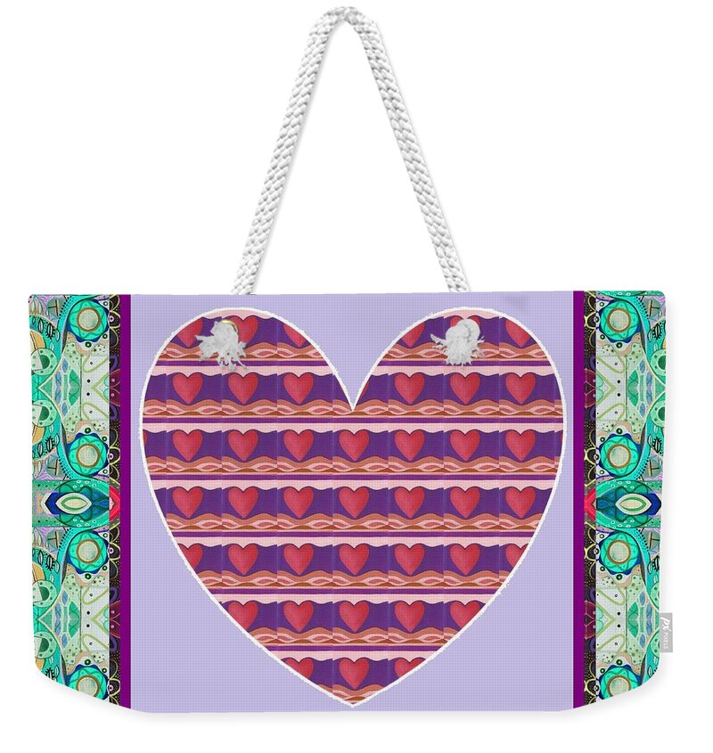 Heart Weekender Tote Bag featuring the mixed media Just Love - Take 4 by Helena Tiainen