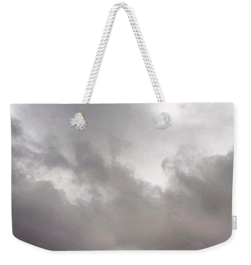 Keepaustinweird Weekender Tote Bag featuring the photograph Just Some #greysky #miserable by Austin Tuxedo Cat