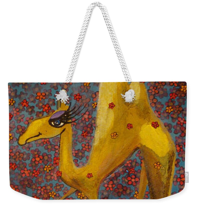 Camel Weekender Tote Bag featuring the painting Justify by Mindy Huntress