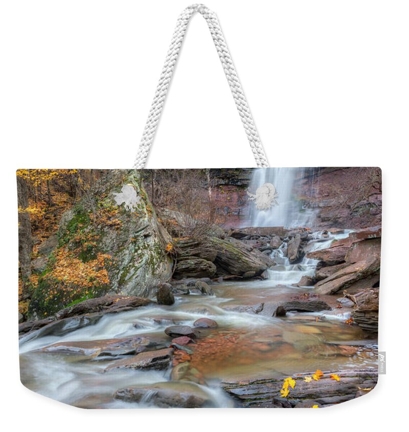 Kaaterskill Clove Weekender Tote Bag featuring the photograph Kaaterskill Falls Autumn Portrait by Bill Wakeley