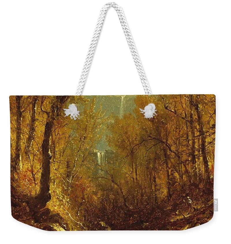 Kaaterskill Weekender Tote Bag featuring the painting Kaaterskill Falls by Sanford Robinson Gifford