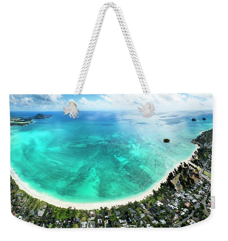 Lanikai Beach Weekender Tote Bag featuring the photograph Kailua - Lanikai overview by Sean Davey