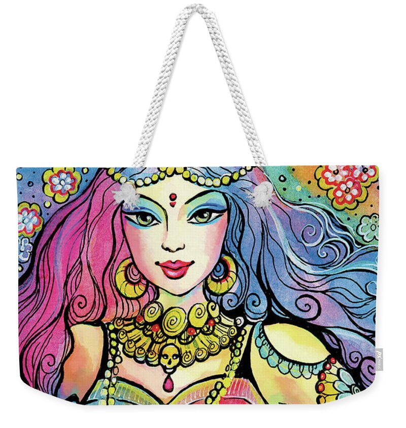 Indian Goddess Weekender Tote Bag featuring the painting Kali by Eva Campbell