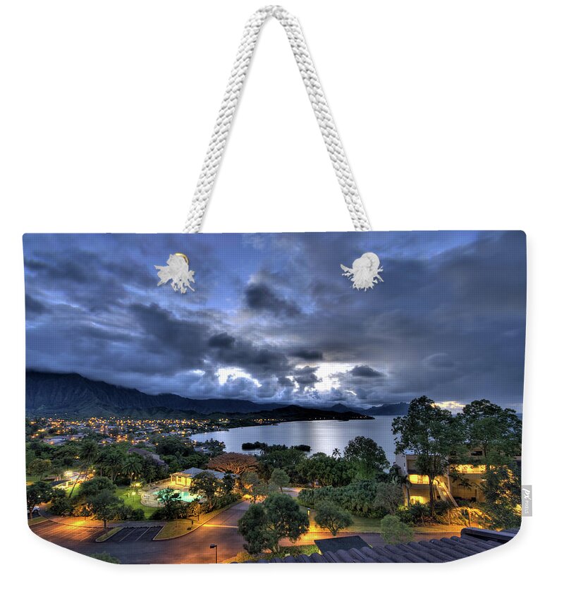 Hawaii Weekender Tote Bag featuring the photograph Kaneohe Bay Night HDR by Dan McManus