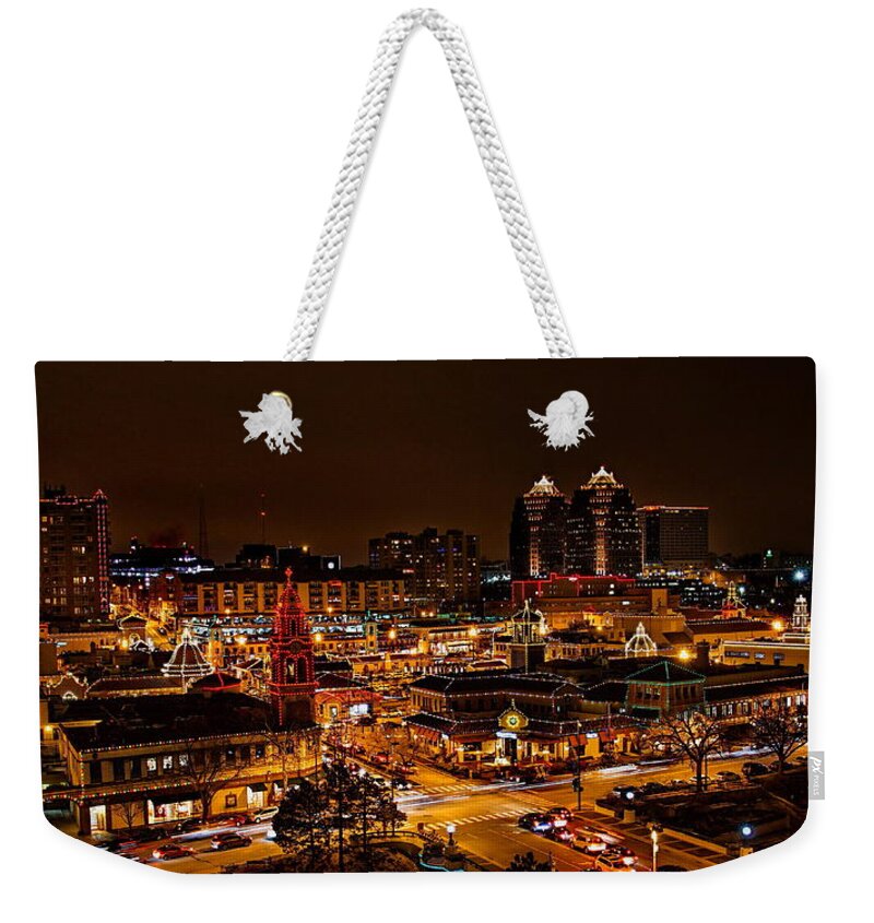Christmas Weekender Tote Bag featuring the photograph Kansas City Country Club Plaza Christmas Lights by Alan Hutchins
