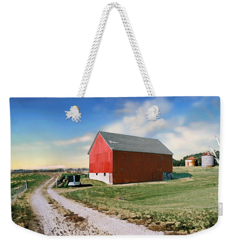 Barn Weekender Tote Bag featuring the photograph Kansas landscape II by Steve Karol