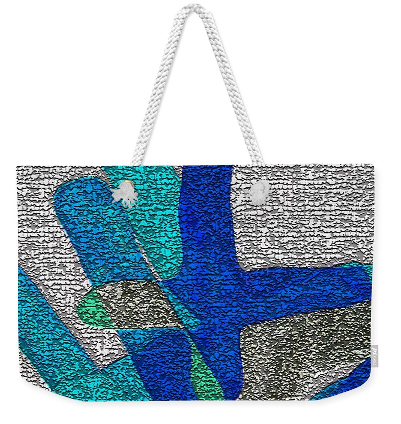 Abstract Weekender Tote Bag featuring the digital art Karlheinz Stockhausen Tribute Falling Shapes Digital One by Dick Sauer