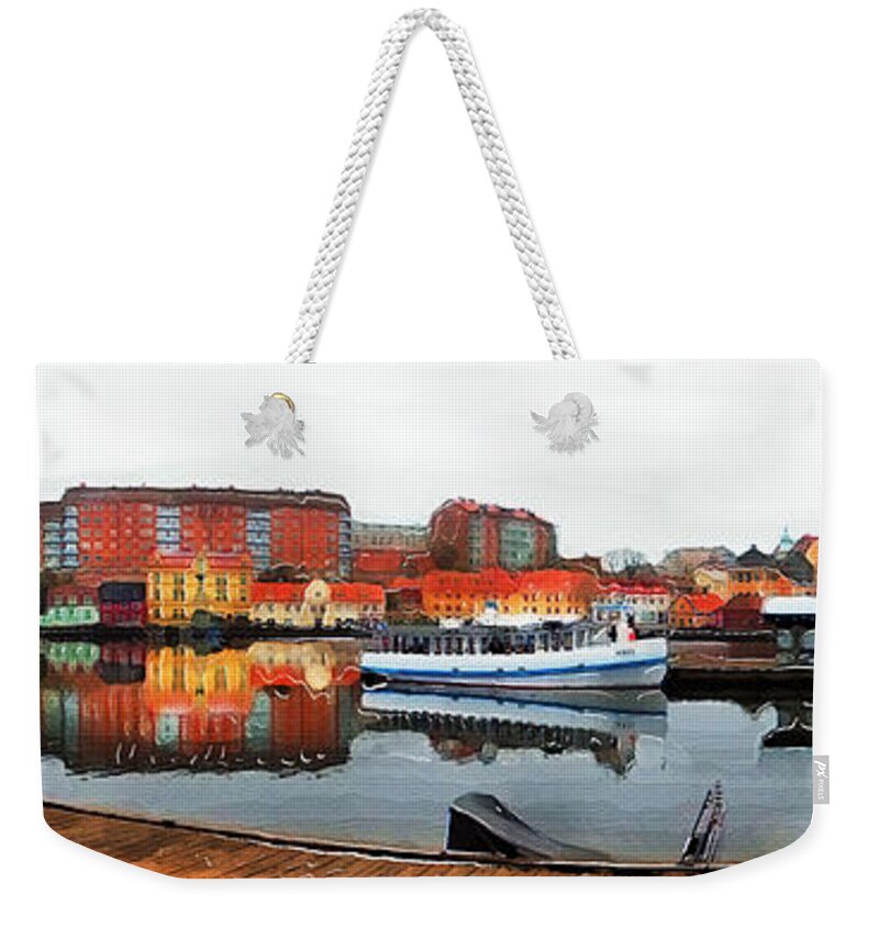 Karlskrona Weekender Tote Bag featuring the painting Karlskrona 9 watercolor painting by Justyna Jaszke JBJart