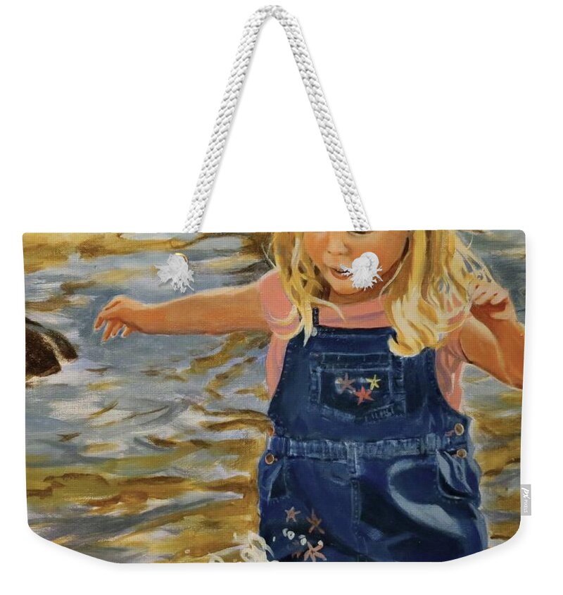 Girl Weekender Tote Bag featuring the painting Kate Splashing by David Gilmore
