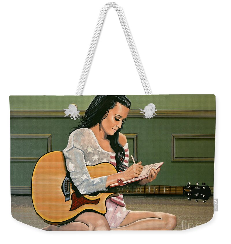 Katy Perry Weekender Tote Bag featuring the painting Katy Perry Painting by Paul Meijering