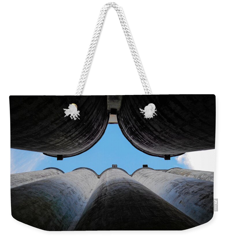 Train Weekender Tote Bag featuring the photograph Katy Texas Rice Silos by Nathan Little