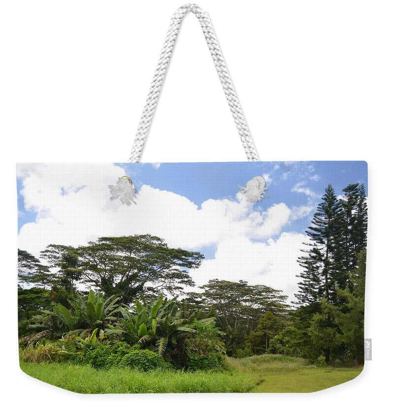 Kauai Weekender Tote Bag featuring the photograph Kauai Hindu Monastery Greenery 2 by Amy Fose