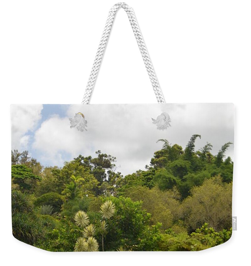 Kauai Weekender Tote Bag featuring the photograph Kauai Hindu Monastery Greenery by Amy Fose