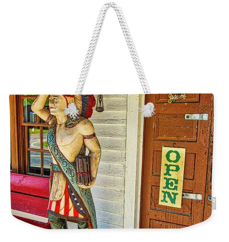Wooden Indian Weekender Tote Bag featuring the photograph Kawliga by Dale R Carlson