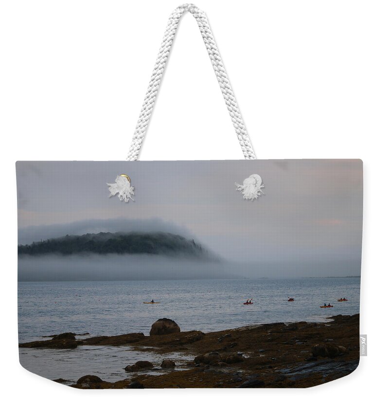 Bar Harbor Weekender Tote Bag featuring the photograph Kayaker Delight by Living Color Photography Lorraine Lynch
