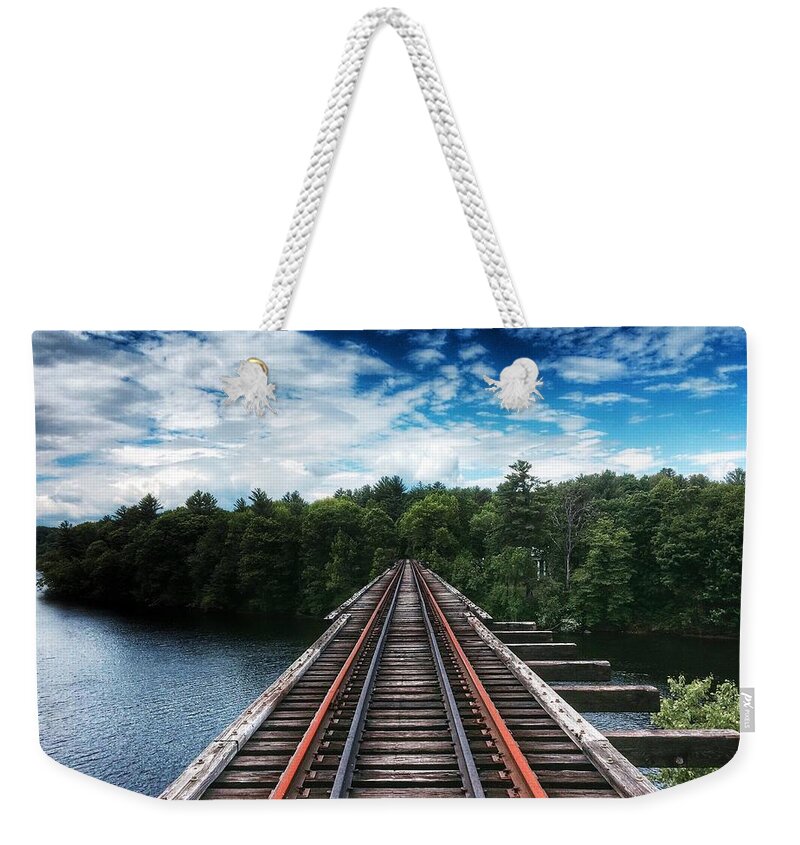 Trestle Weekender Tote Bag featuring the photograph Kennebec River Trestle by Nick Heap