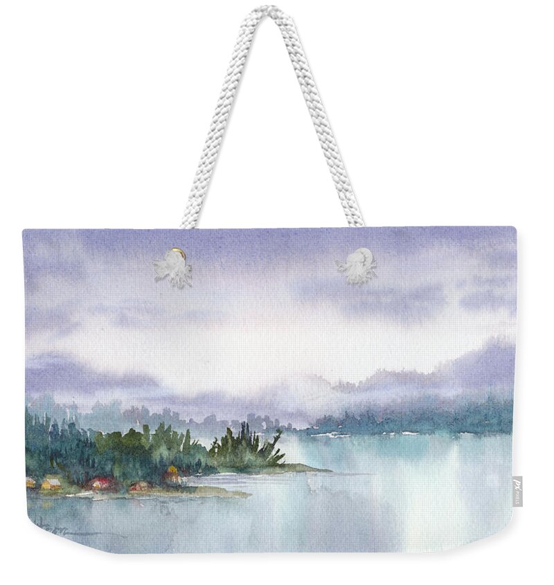 Ketchikan Weekender Tote Bag featuring the painting Ketchikan Alaska Inside Passage Shores by Karen Mattson