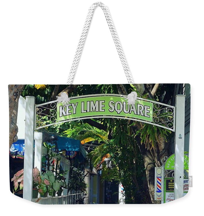 Key West Weekender Tote Bag featuring the photograph Key Lime Square by Laurie Perry