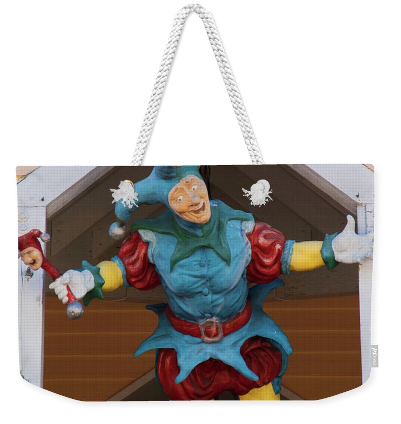 Sculpture Weekender Tote Bag featuring the photograph Key West Art - The Flying Jester by Hany J
