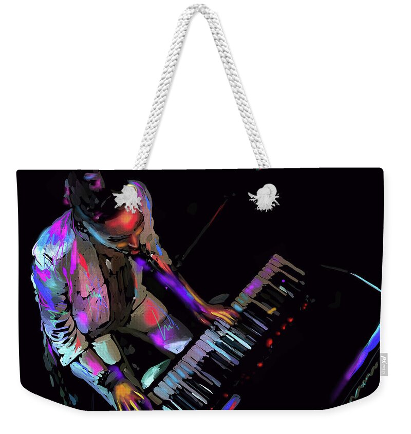  Unplugged Weekender Tote Bag featuring the painting Keys from Above by DC Langer