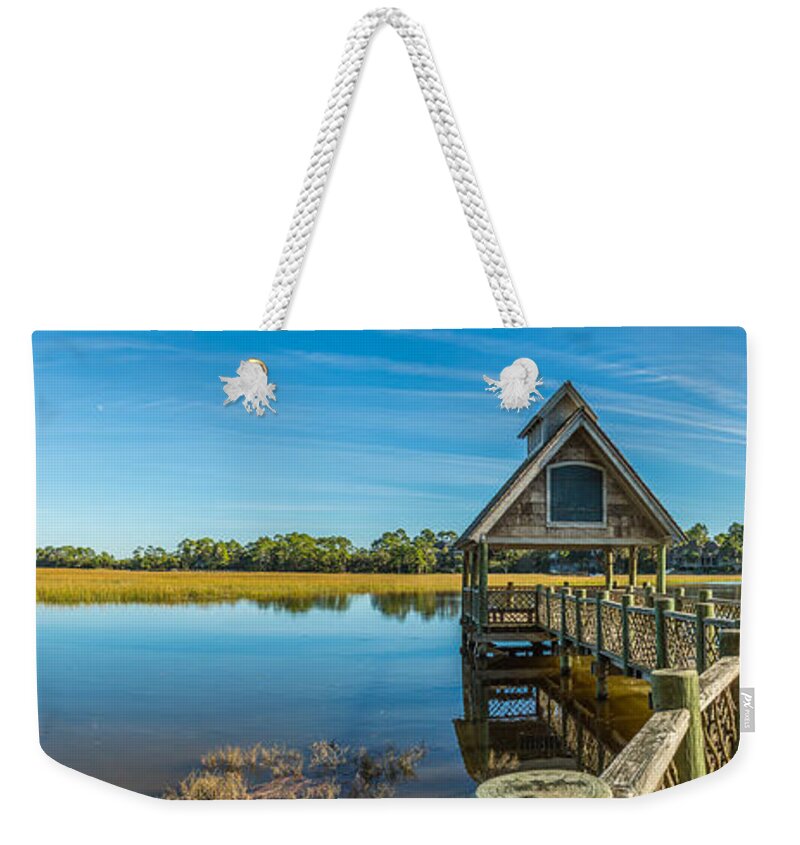 Kiawah Island Weekender Tote Bag featuring the photograph Kiawah Island Boathouse Panoramic by Donnie Whitaker