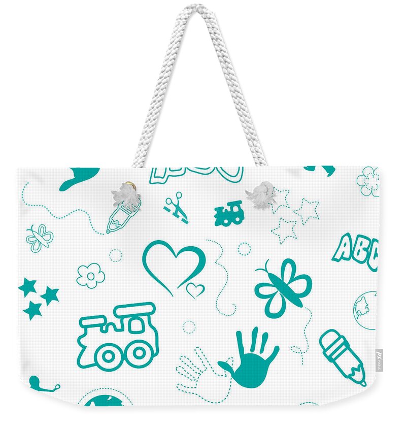 Abc Weekender Tote Bag featuring the drawing Kids Playful Background Pattern by Serena King