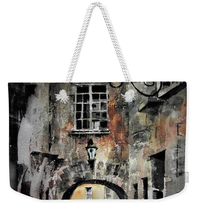 Ireland Weekender Tote Bag featuring the painting F 725 Kilkenny Butterslip by Val Byrne