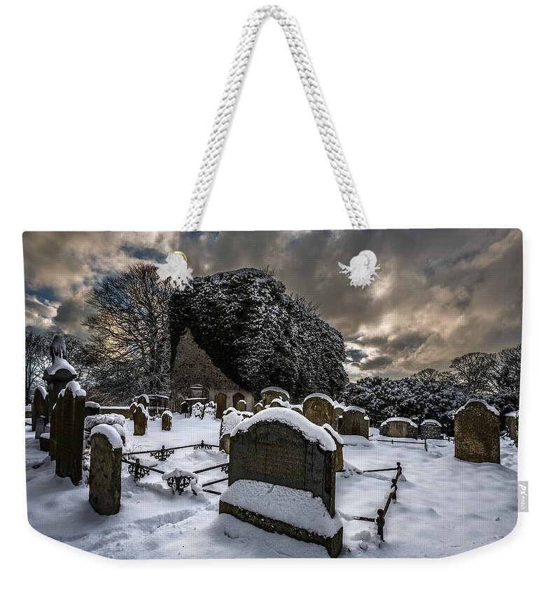 Kilroot Weekender Tote Bag featuring the photograph Kilroot Graveyard by Nigel R Bell