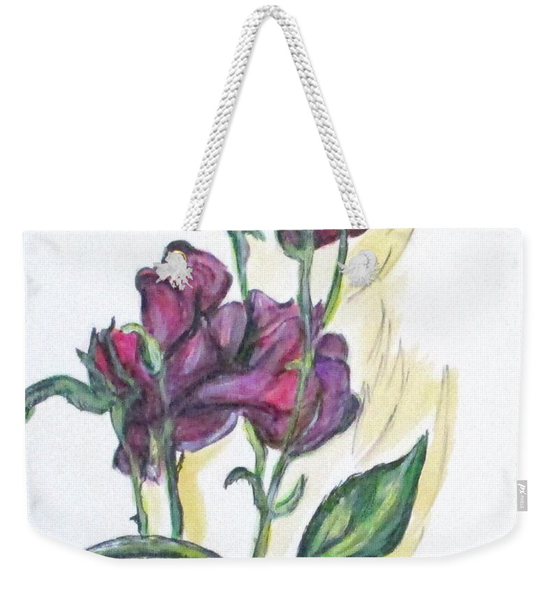 Flowers Weekender Tote Bag featuring the painting Kimberly's Spring Flower by Clyde J Kell