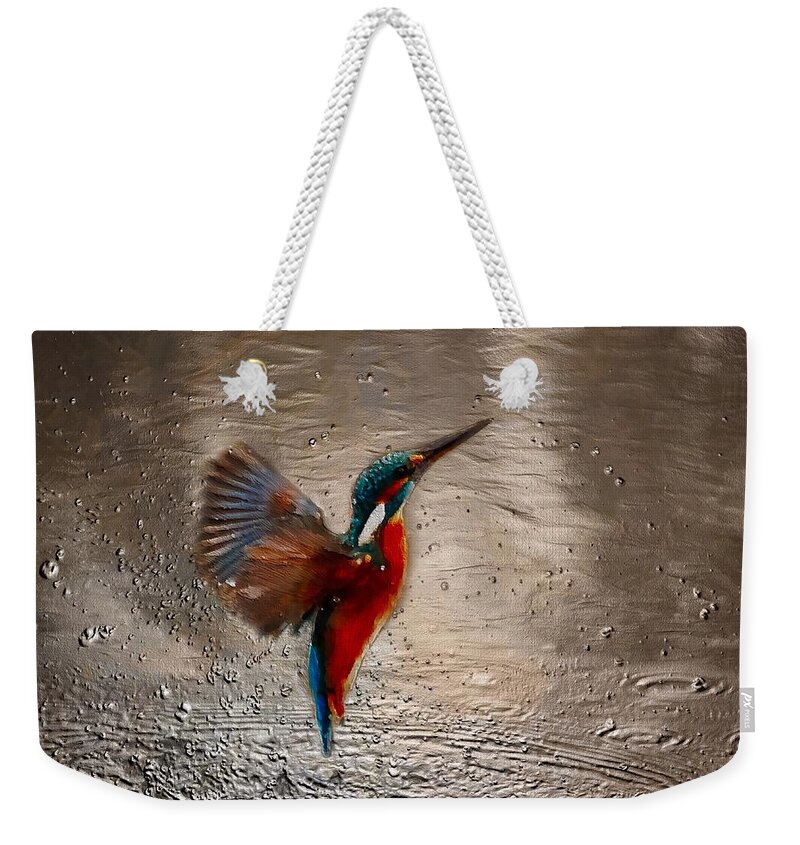 Kingfisher Weekender Tote Bag featuring the painting Kingfisher by Mark Taylor