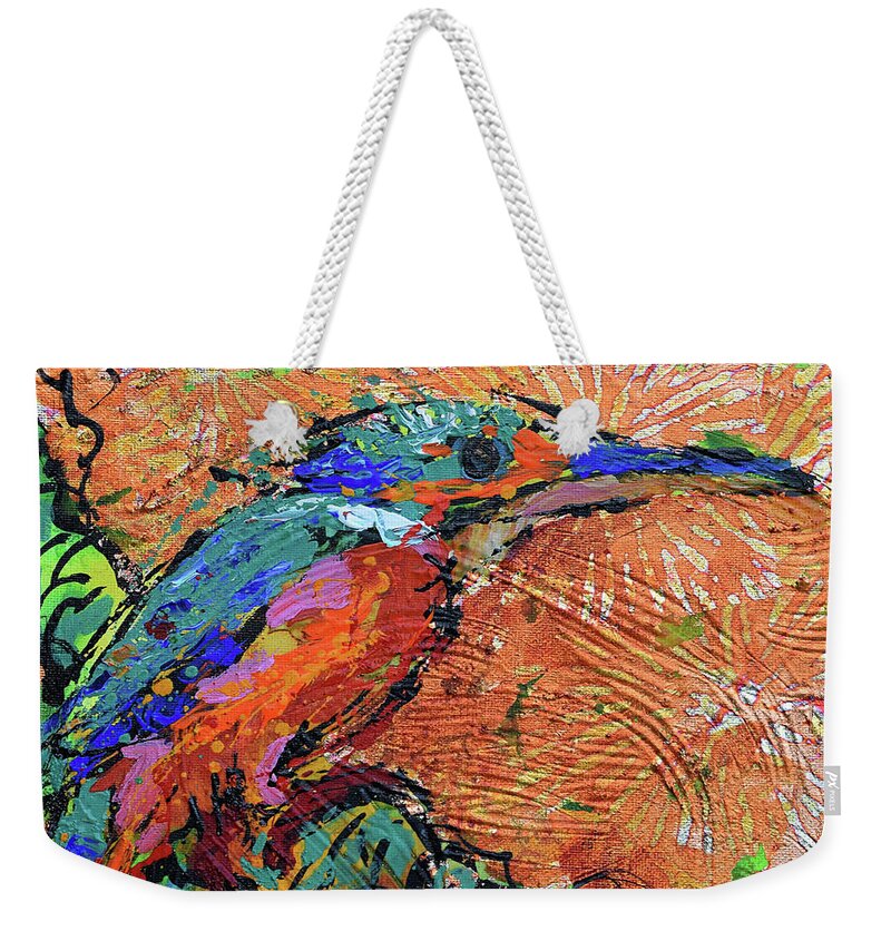  Weekender Tote Bag featuring the painting Kingfisher_2 by Jyotika Shroff