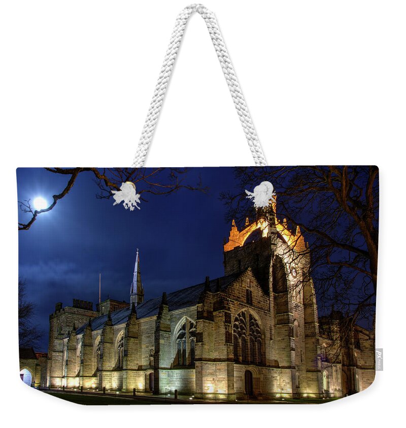 King's College Weekender Tote Bag featuring the photograph King's College in the Moonlight by Veli Bariskan