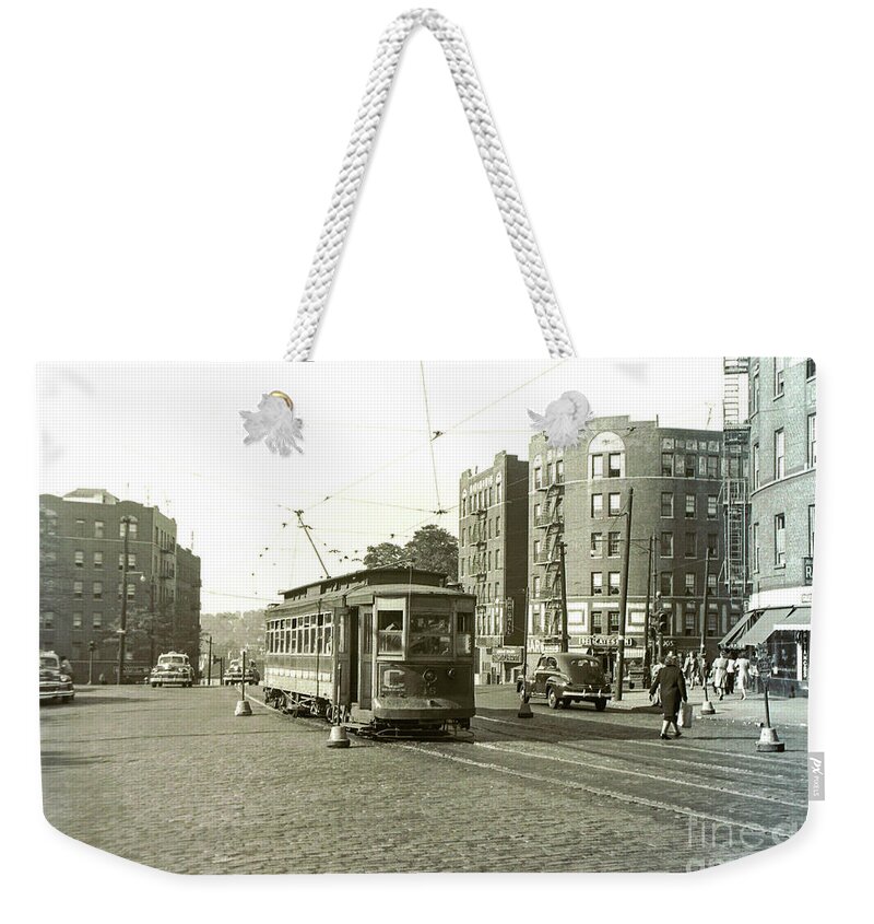 Sedgwick Avenue Weekender Tote Bag featuring the photograph Kingsbridge Trolley by Cole Thompson