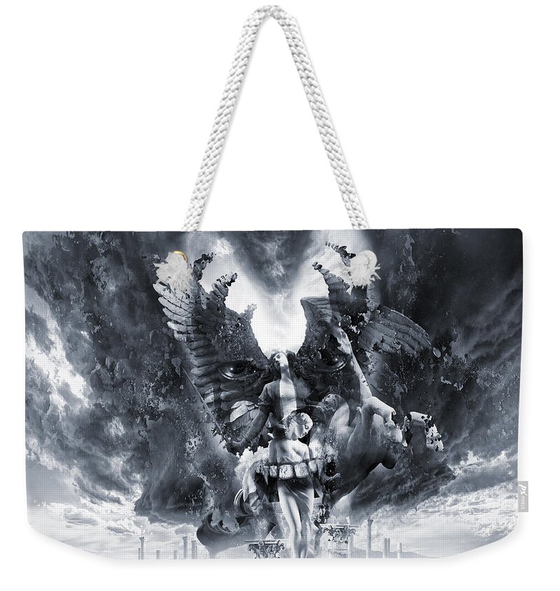 Romanticism Kiss Weekender Tote Bag featuring the digital art Kiss of Eros or Angels and Demons by George Grie