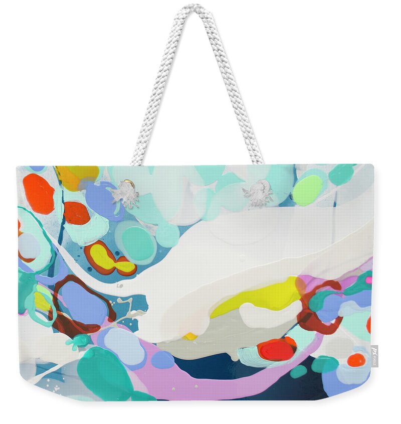 Abstract Weekender Tote Bag featuring the painting Kiss on the Lips by Claire Desjardins