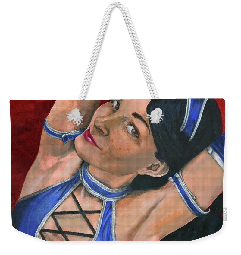 Cosplay Weekender Tote Bag featuring the painting Kitana by Matthew Mezo