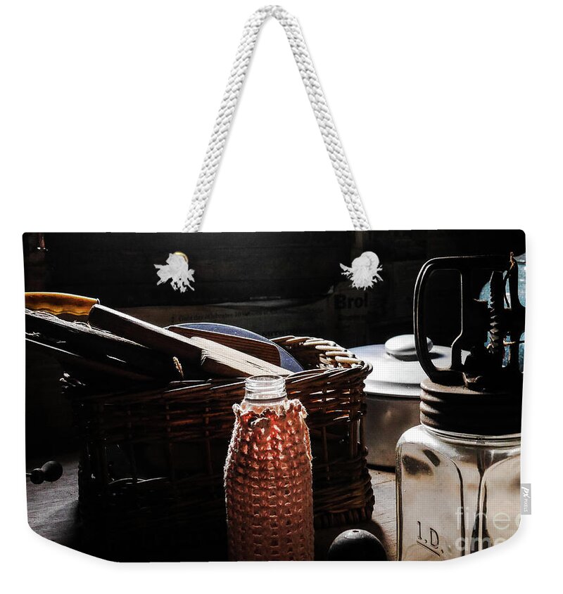 Relics From Rural Australia Series Images By Lexa Harpell Weekender Tote Bag featuring the photograph Kitchen Relics by Lexa Harpell