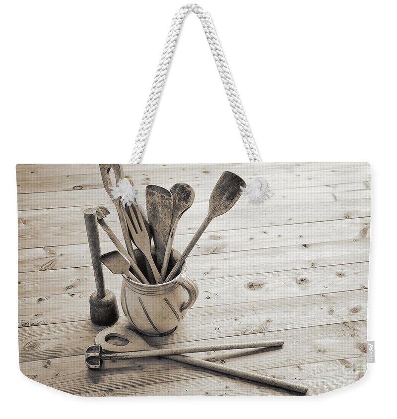 Photo Weekender Tote Bag featuring the photograph Kitchen Utensils by Jutta Maria Pusl