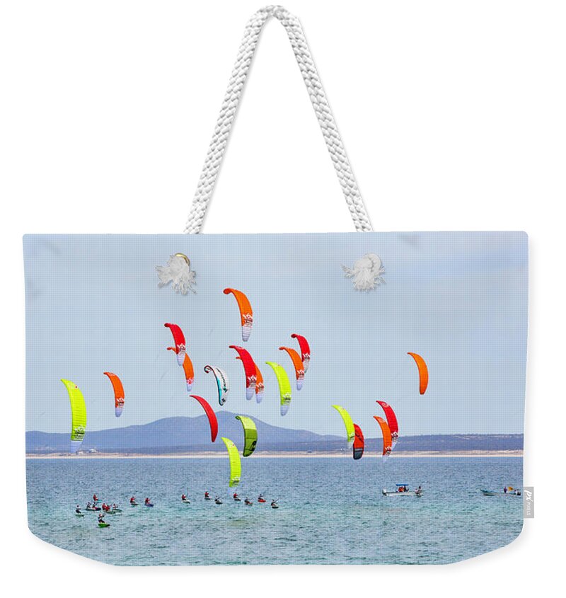 Kite Boarding Weekender Tote Bag featuring the photograph Kite Boarding at La Ventana by Mark Harrington