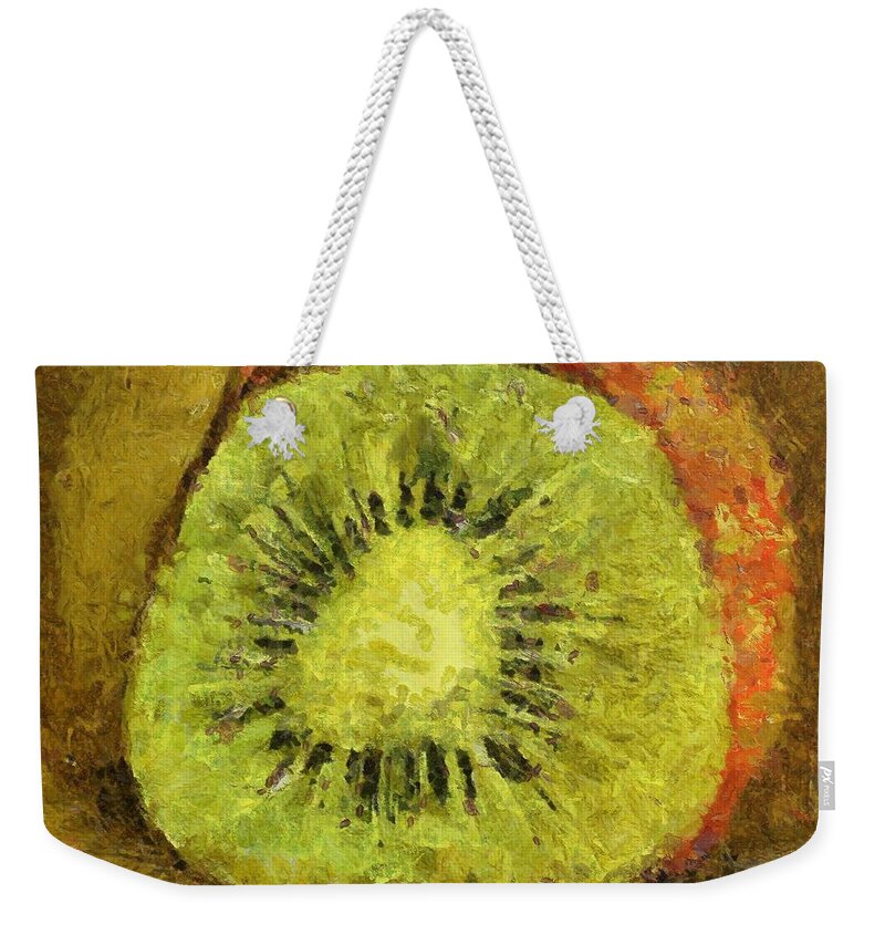 Kiwifruit Weekender Tote Bag featuring the painting Kiwifruit by Dragica Micki Fortuna