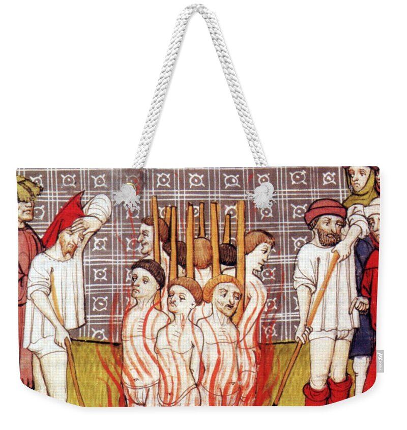 History Weekender Tote Bag featuring the photograph Knights Templar Burned At Stake, 1307 by Science Source