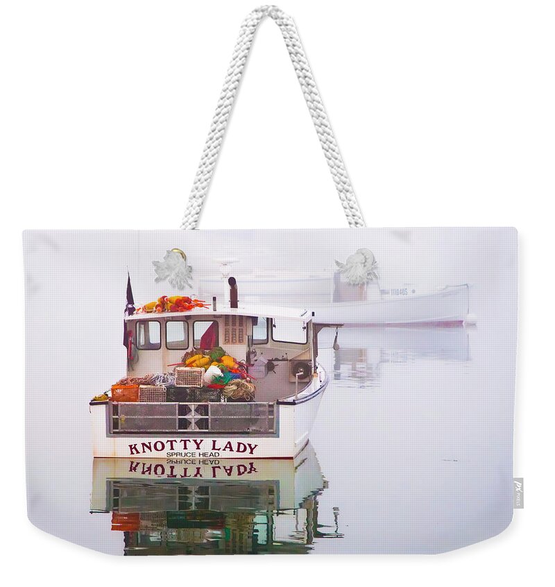 Lobster Boats Weekender Tote Bag featuring the photograph Knotty Lady by Jeff Cooper