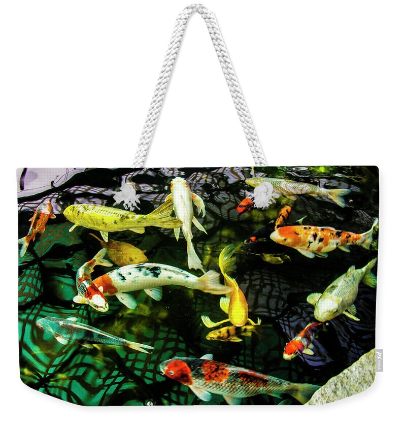 Koi Weekender Tote Bag featuring the photograph Koi 2018 1 by Phyllis Spoor