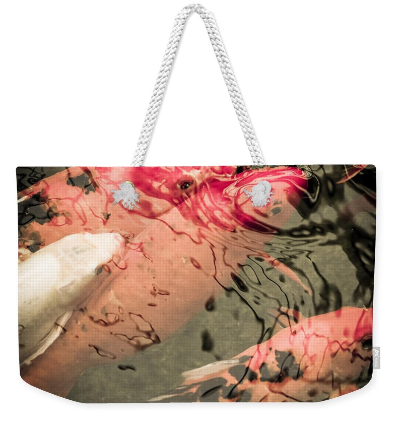 Koi Weekender Tote Bag featuring the digital art Koi carps by Perry Van Munster