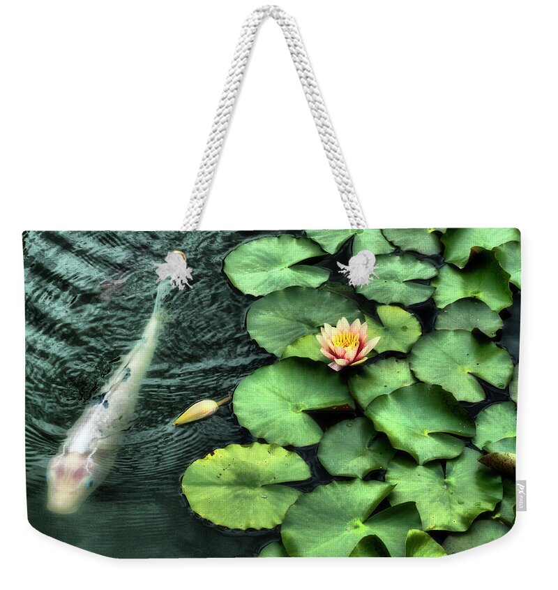 Koi Weekender Tote Bag featuring the photograph Koi-ly loitering by Cate Franklyn
