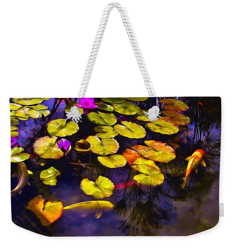 Koi Weekender Tote Bag featuring the photograph Koi Pond by Brian Tada